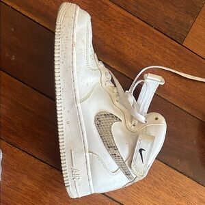 Nike White High-Tops with Black and Gray Accents